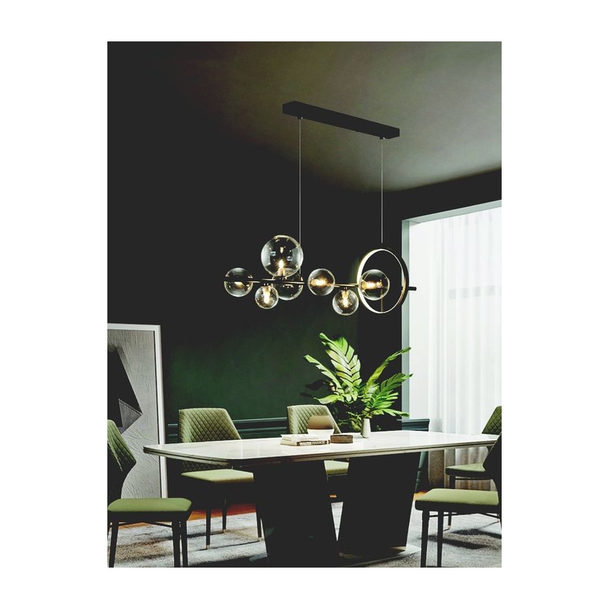 Zambelis 22063 - LED ljusreglerad ljuskrona på textilsladd LED/14W + 7xG9/7W/230V
