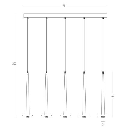 Zambelis 22112 - LED ljusreglerad ljuskrona på textilsladd 5xLED/3W/230V CRI90 svart