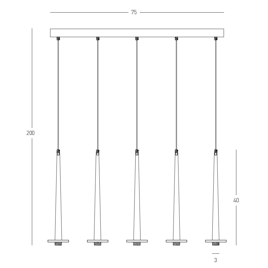 Zambelis 22112 - LED ljusreglerad ljuskrona på textilsladd 5xLED/3W/230V CRI90 svart