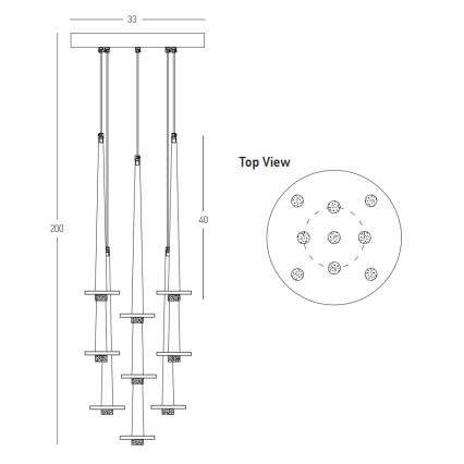 Zambelis 22113 - LED dimbar taklampa med 9xLED/3W/230V CRI90 svart