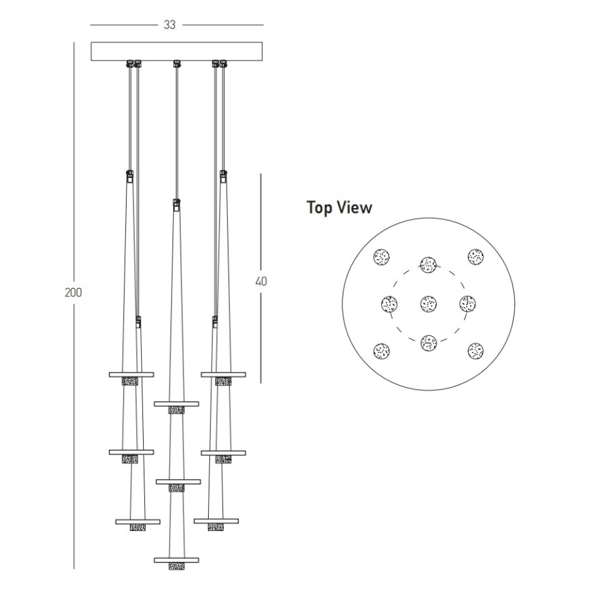 Zambelis 22113 - LED dimbar taklampa med 9xLED/3W/230V CRI90 svart