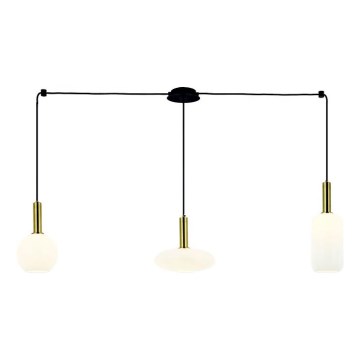 Zambelis 22151 - Ljuskrona med textilsladd 3xE27/40W/230V spindel guld