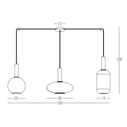 Zambelis 22151 - Ljuskrona med textilsladd 3xE27/40W/230V spindel guld