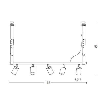 Zambelis 22224 - Ljuskrona med textilsladd 5xGU10/25W/230V