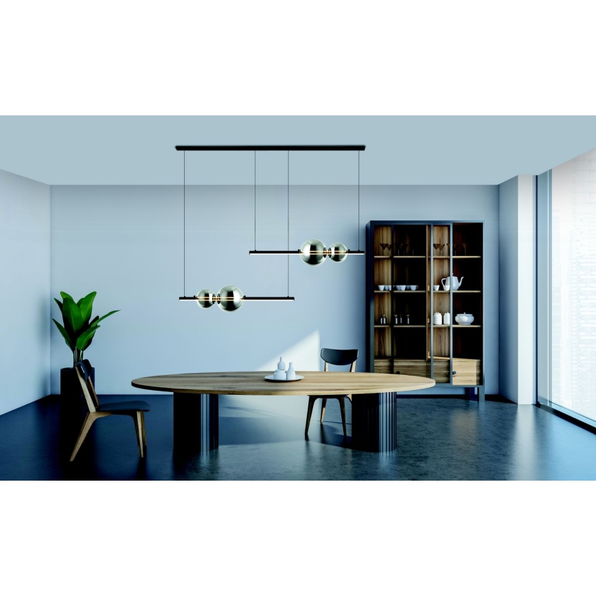 Zambelis 22234 - LED ljusreglerad ljuskrona på textilsladd LED/22W/230V svart