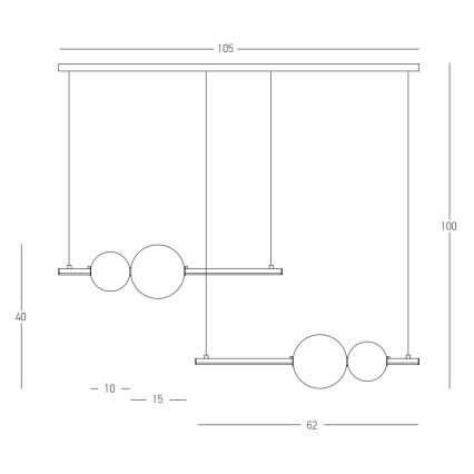 Zambelis 22234 - LED ljusreglerad ljuskrona på textilsladd LED/22W/230V svart