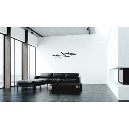 Zambelis 22245 - LED ljusreglerad ljuskrona på textilsladd LED/80W/230V svart
