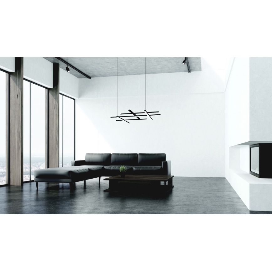 Zambelis 22245 - LED ljusreglerad ljuskrona på textilsladd LED/80W/230V svart