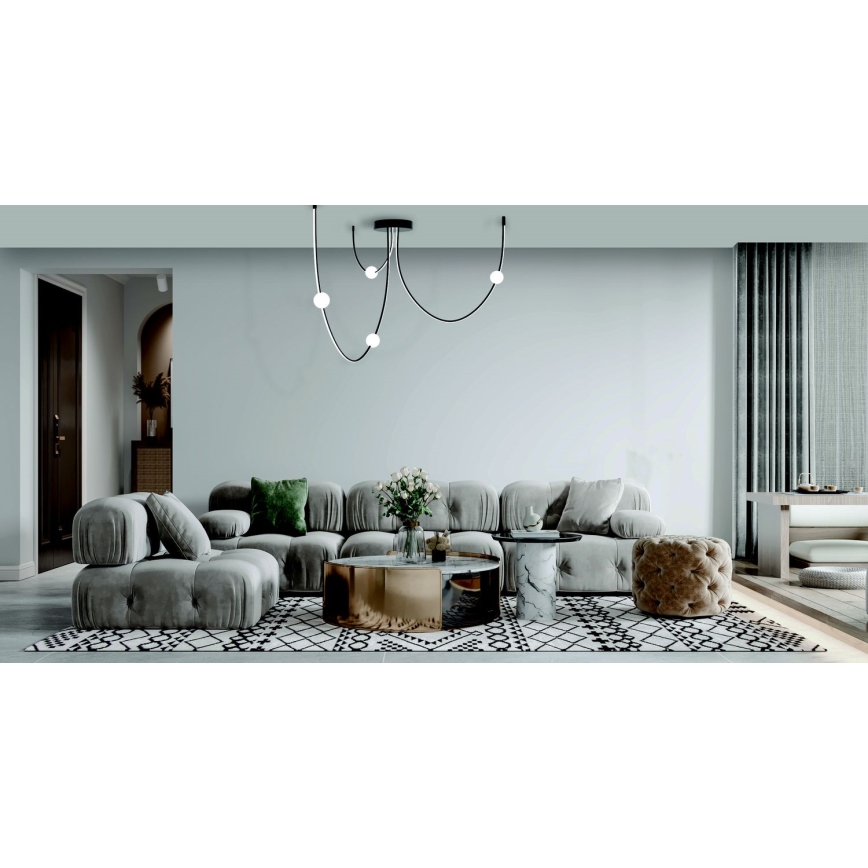Zambelis 22247 - LED ljusreglerad ljuskrona på textilsladd LED/42W/230V svart