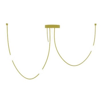 Zambelis 22248 - LED ljusreglerad ljuskrona på textilsladd LED/42W/230V guld