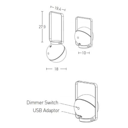 Zambelis E233 - LED ljusreglerad utomhuslampa LED/1,5W/3,7V 2600 mAh IP44 svart