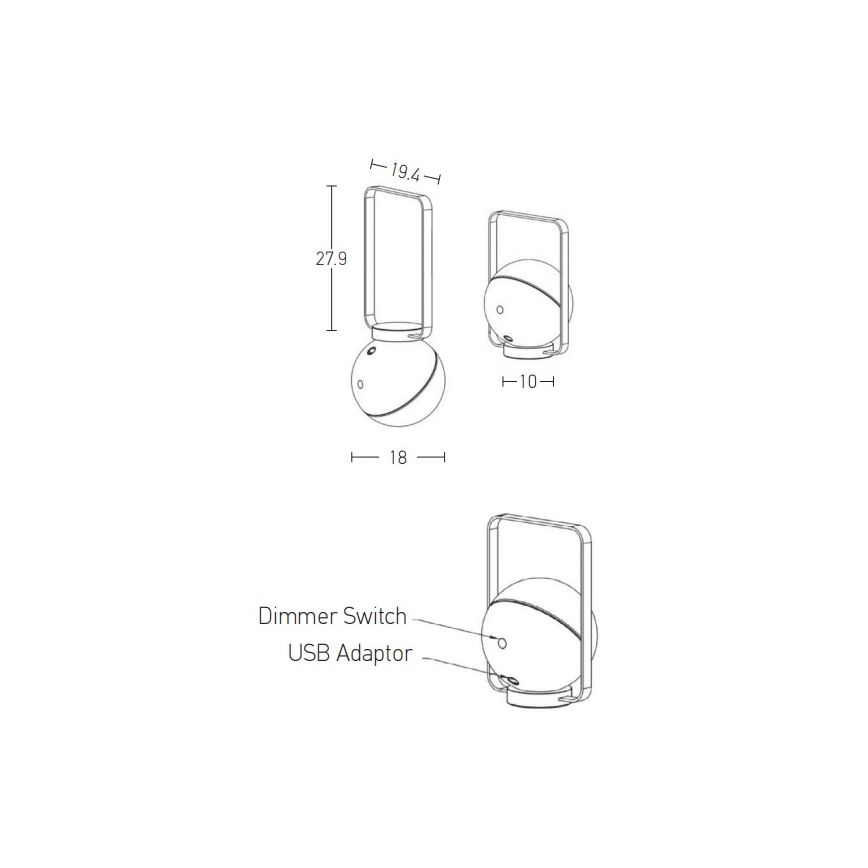 Zambelis E233 - LED ljusreglerad utomhuslampa LED/1,5W/5V IP44 svart