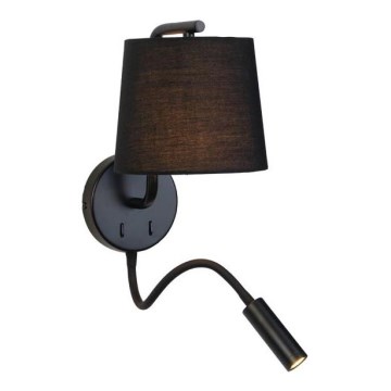 Zambelis H57 - LED vägglampa LED/3W + 1xE27/40W/230V svart