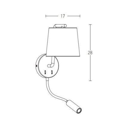 Zambelis H57 - LED vägglampa LED/3W + 1xE27/40W/230V svart