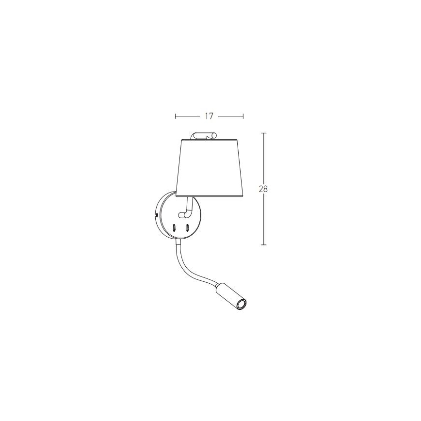 Zambelis H57 - LED vägglampa LED/3W + 1xE27/40W/230V svart