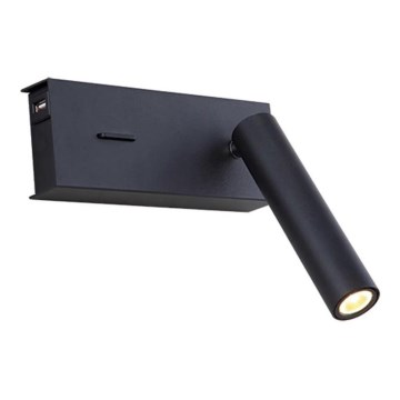 Zambelis H75 - LED väggbelysning LED/3W/230V USB svart