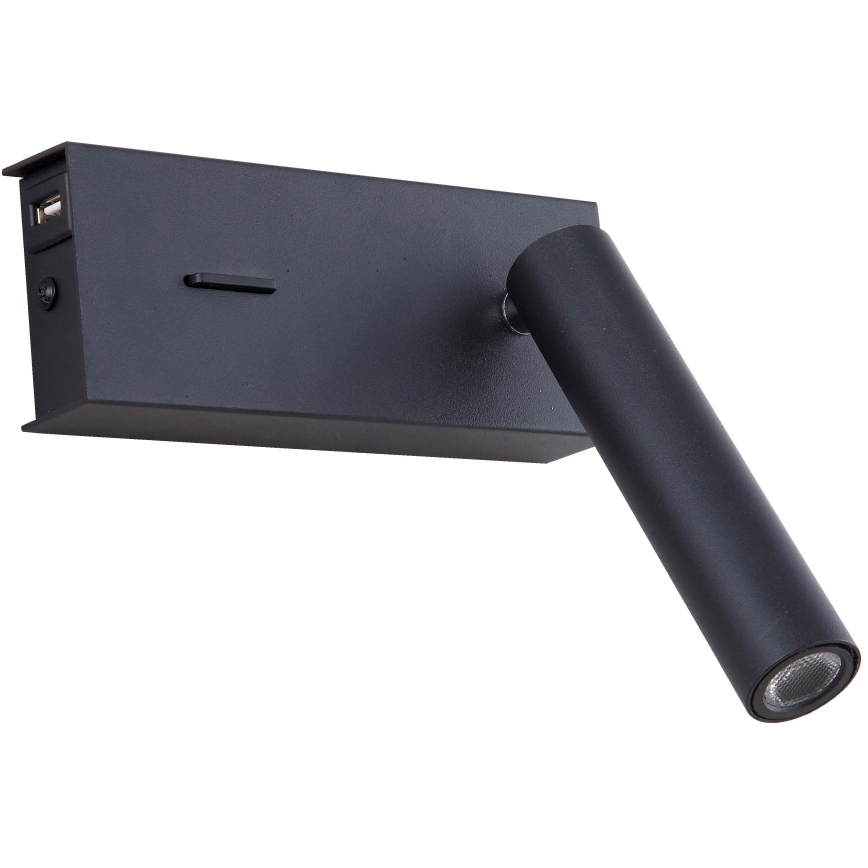 Zambelis H75 - LED väggbelysning LED/3W/230V USB svart