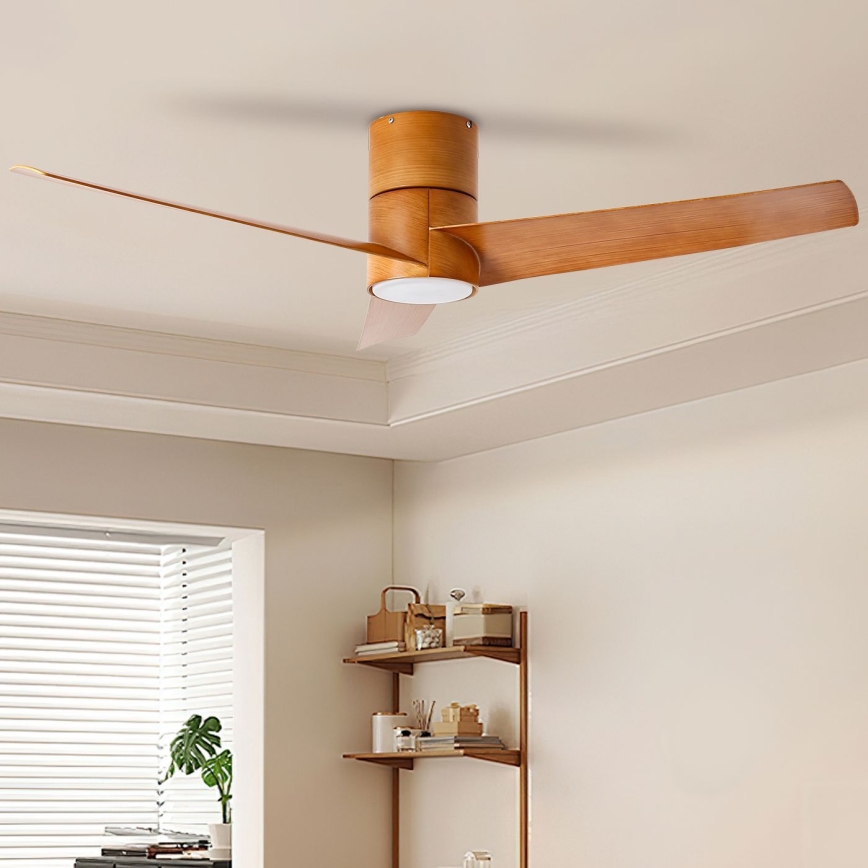 ZEVENTI - LED Dimbar takfläkt BARROSA LED/18W/230V 3000-6000K Wi-Fi Tuya brun + fjärrkontroll