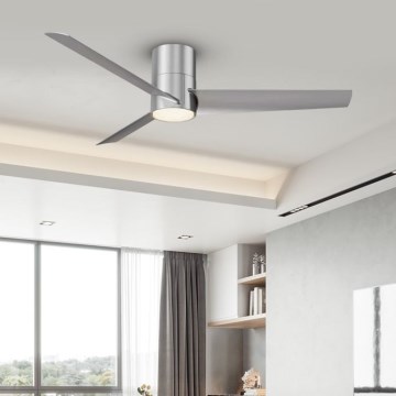 ZEVENTI - LED Dimbar takfläkt BARROSA LED/18W/230V 3000-6000K Wi-Fi Tuya matt krom + fjärrkontroll