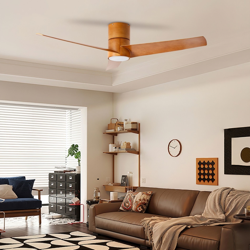 ZEVENTI - LED Dimbar takfläkt BARROSA LED/18W/230V 3000-6000K Wi-Fi Tuya brun + fjärrkontroll