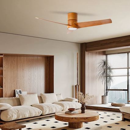 ZEVENTI - LED Dimbar takfläkt BARROSA LED/18W/230V 3000-6000K Wi-Fi Tuya brun + fjärrkontroll