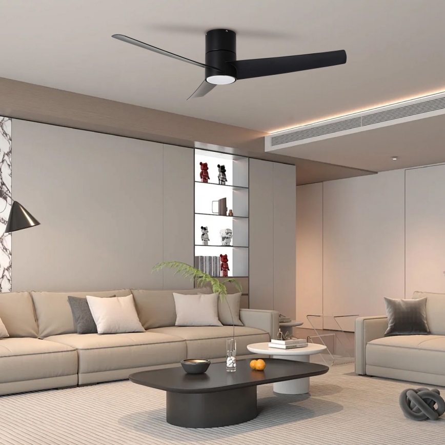 ZEVENTI - LED takfläkt BARROSA LED/18W/230V 3000/4000/6000K Wi-Fi Tuya svart + fjärrkontroll