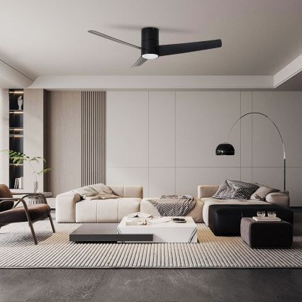 ZEVENTI - LED takfläkt BARROSA LED/18W/230V 3000/4000/6000K Wi-Fi Tuya svart + fjärrkontroll