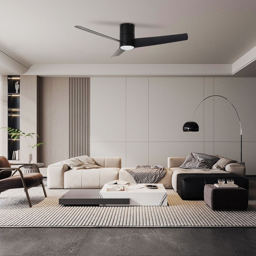 ZEVENTI - LED takfläkt BARROSA LED/18W/230V 3000/4000/6000K Wi-Fi Tuya svart + fjärrkontroll