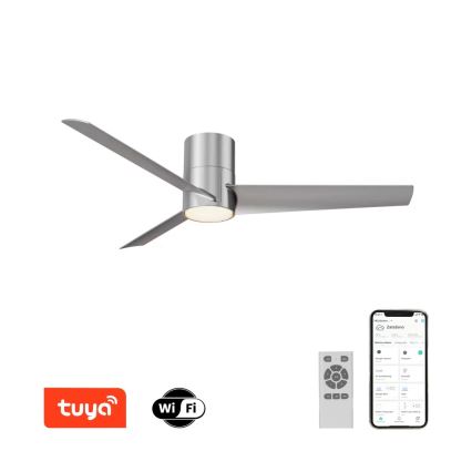 ZEVENTI - LED Dimbar takfläkt BARROSA LED/18W/230V 3000-6000K Wi-Fi Tuya matt krom + fjärrkontroll