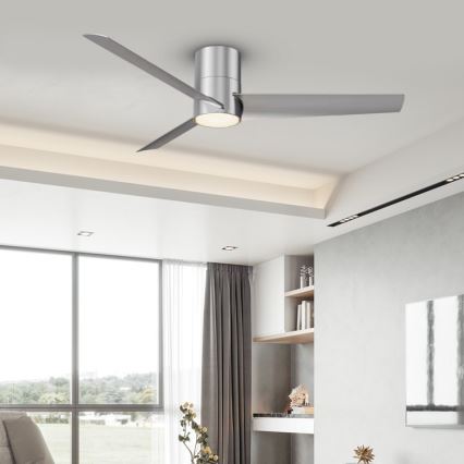 ZEVENTI - LED Dimbar takfläkt BARROSA LED/18W/230V 3000-6000K Wi-Fi Tuya matt krom + fjärrkontroll