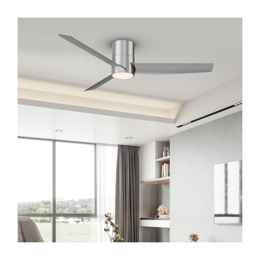 ZEVENTI - LED Dimbar takfläkt BARROSA LED/18W/230V 3000-6000K Wi-Fi Tuya matt krom + fjärrkontroll