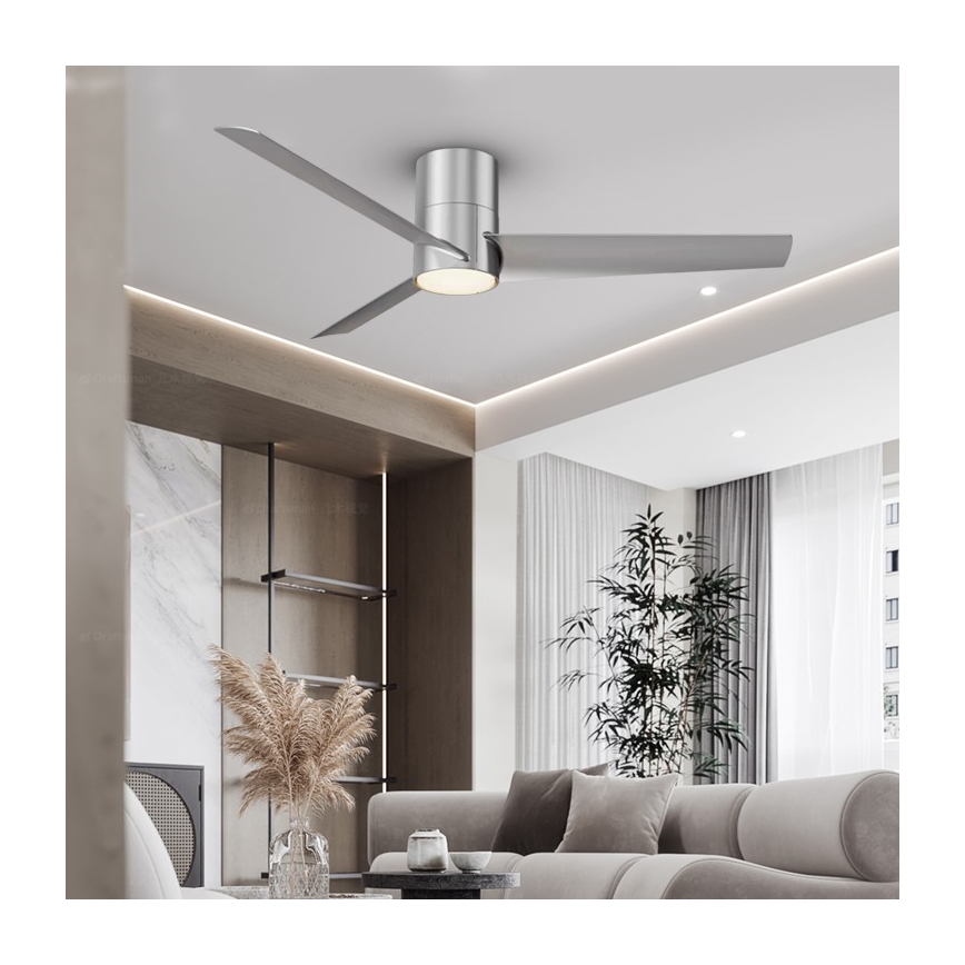 ZEVENTI - LED Dimbar takfläkt BARROSA LED/18W/230V 3000-6000K Wi-Fi Tuya matt krom + fjärrkontroll