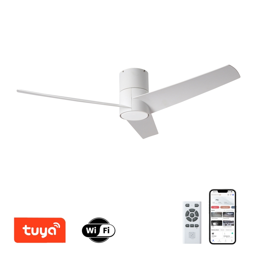 ZEVENTI - LED takfläkt BARROSA LED/18W/230V 3000/4000/6000K Wi-Fi Tuya vit + fjärrkontroll