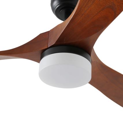 ZEVENTI - LED Dimbar takfläkt GINOSA LED/18W/230V 3000-6000K Wi-Fi Tuya svart/ek + fjärrkontroll