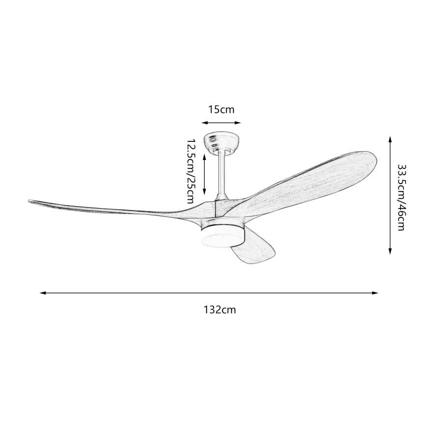 ZEVENTI - LED Dimbar takfläkt GINOSA LED/18W/230V 3000-6000K Wi-Fi Tuya svart/ek + fjärrkontroll