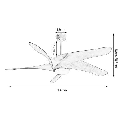 ZEVENTI - LED takfläkt LUCCA LED/18W/230V 3000-6000K Wi-Fi Tuya brun + fjärrkontroll