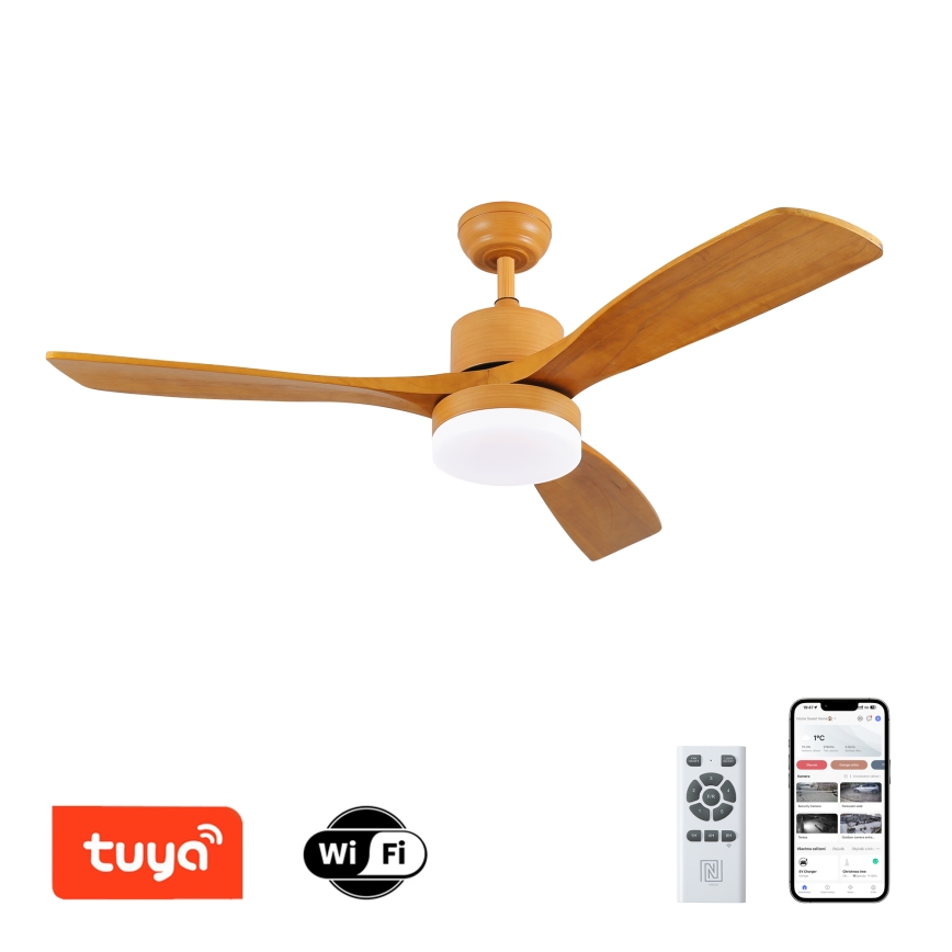 ZEVENTI - LED Dimbar takfläkt MARE LED/24W/230V 3000-6000K Wi-Fi Tuya ek + fjärrkontroll