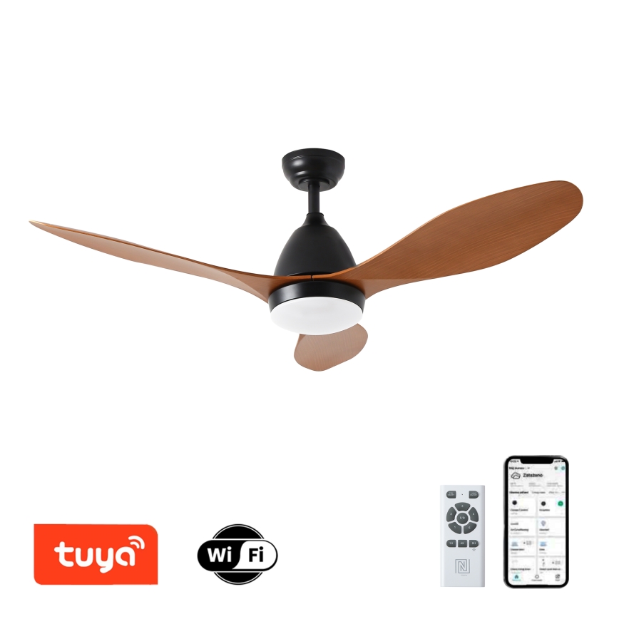 ZEVENTI - LED Dimbar takfläkt MURO LED/18W/230V 3000-6000K Wi-Fi Tuya svart + fjärrkontroll