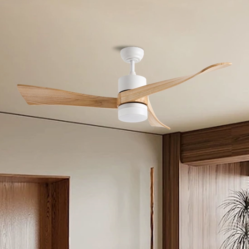 ZEVENTI - LED takfläkt NATURITO LED/18W/230V 3000-6000K Wi-Fi Tuya vit/ek + fjärrkontroll