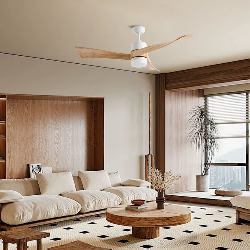 ZEVENTI - LED takfläkt NATURITO LED/18W/230V 3000-6000K Wi-Fi Tuya vit/ek + fjärrkontroll