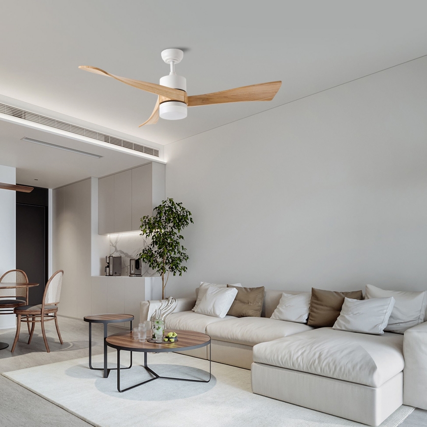 ZEVENTI - LED takfläkt NATURITO LED/18W/230V 3000-6000K Wi-Fi Tuya vit/ek + fjärrkontroll