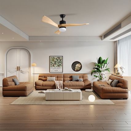 ZEVENTI - LED-takfläkt NATURITO LED/18W/230V 3000/4000/6000K Wi-Fi Tuya svart/ek + fjärrkontroll