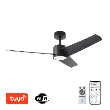 ZEVENTI - LED Dimbar takfläkt ORVIETO LED/18W/230V 3000-6000K Wi-Fi Tuya svart + fjärrkontroll