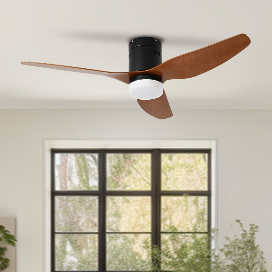 ZEVENTI - LED takfläkt PADUA LED/18W/230V 3000-6000K Wi-Fi Tuya svart/brun + fjärrkontroll
