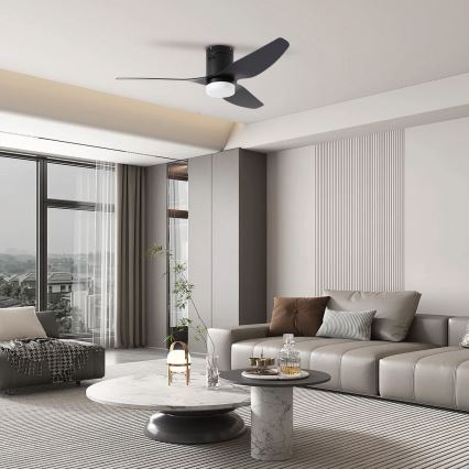 ZEVENTI - LED Dimbar takfläkt PADUA LED/18W/230V 3000-6000K Wi-Fi Tuya svart + fjärrkontroll
