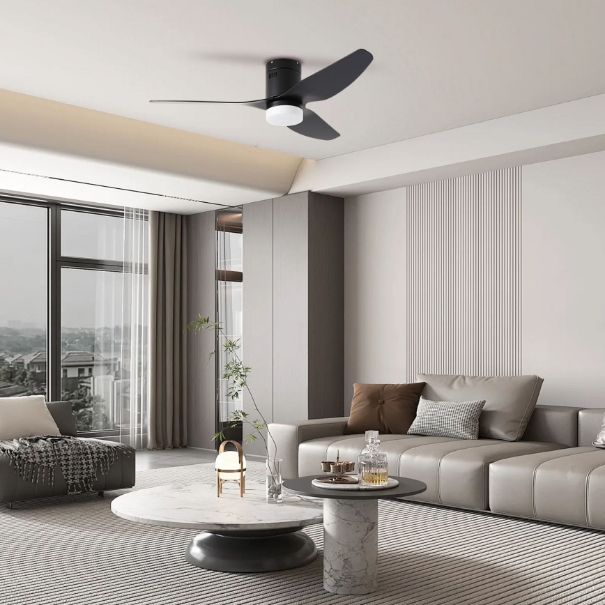 ZEVENTI - LED Dimbar takfläkt PADUA LED/18W/230V 3000-6000K Wi-Fi Tuya svart + fjärrkontroll