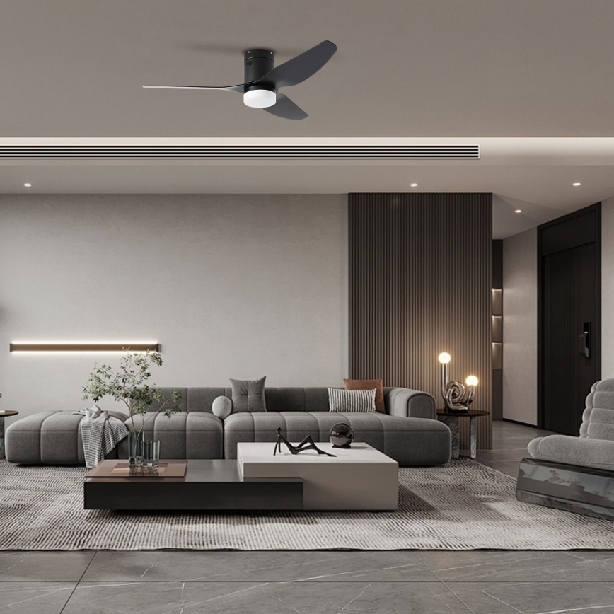 ZEVENTI - LED Dimbar takfläkt PADUA LED/18W/230V 3000-6000K Wi-Fi Tuya svart + fjärrkontroll