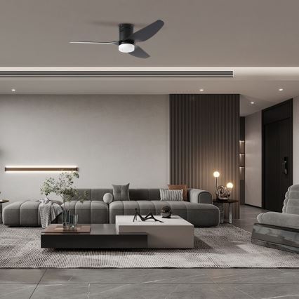 ZEVENTI - LED-takfläkt PADUA LED/18W/230V 3000/4000/6000K Wi-Fi Tuya svart + fjärrkontroll