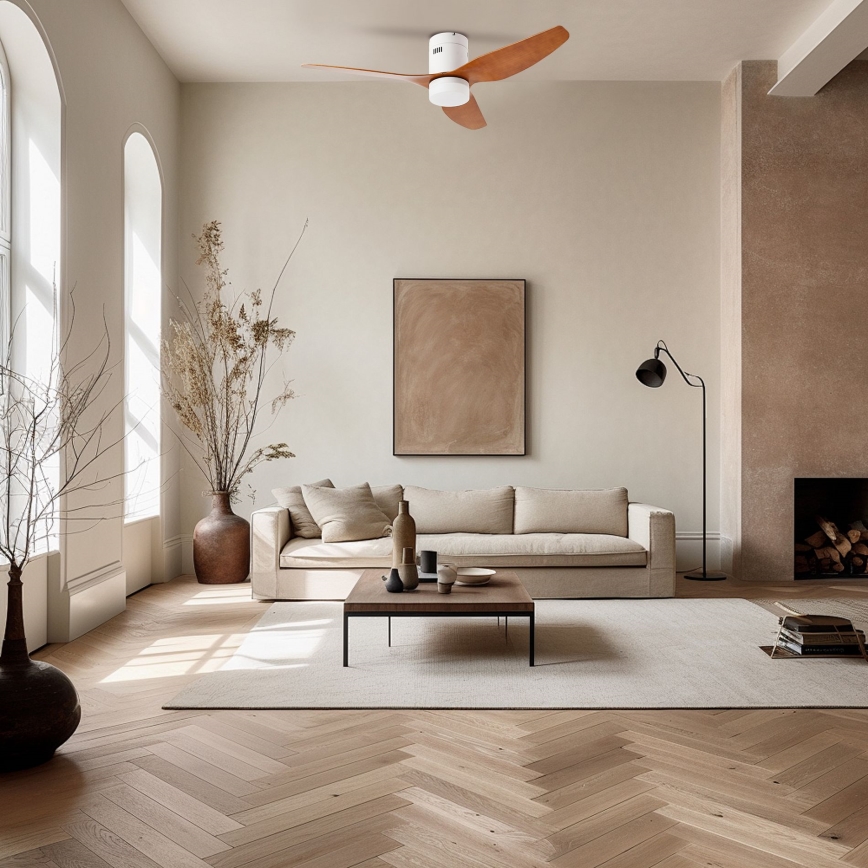 ZEVENTI - LED Dimbar takfläkt PADUA LED/18W/230V 3000-6000K Wi-Fi Tuya vit/brun + fjärrkontroll