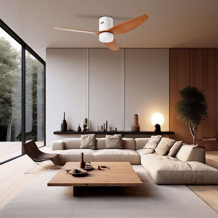 ZEVENTI - LED Dimbar takfläkt PADUA LED/18W/230V 3000-6000K Wi-Fi Tuya vit/brun + fjärrkontroll